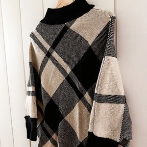 Plaid Knitted Poncho